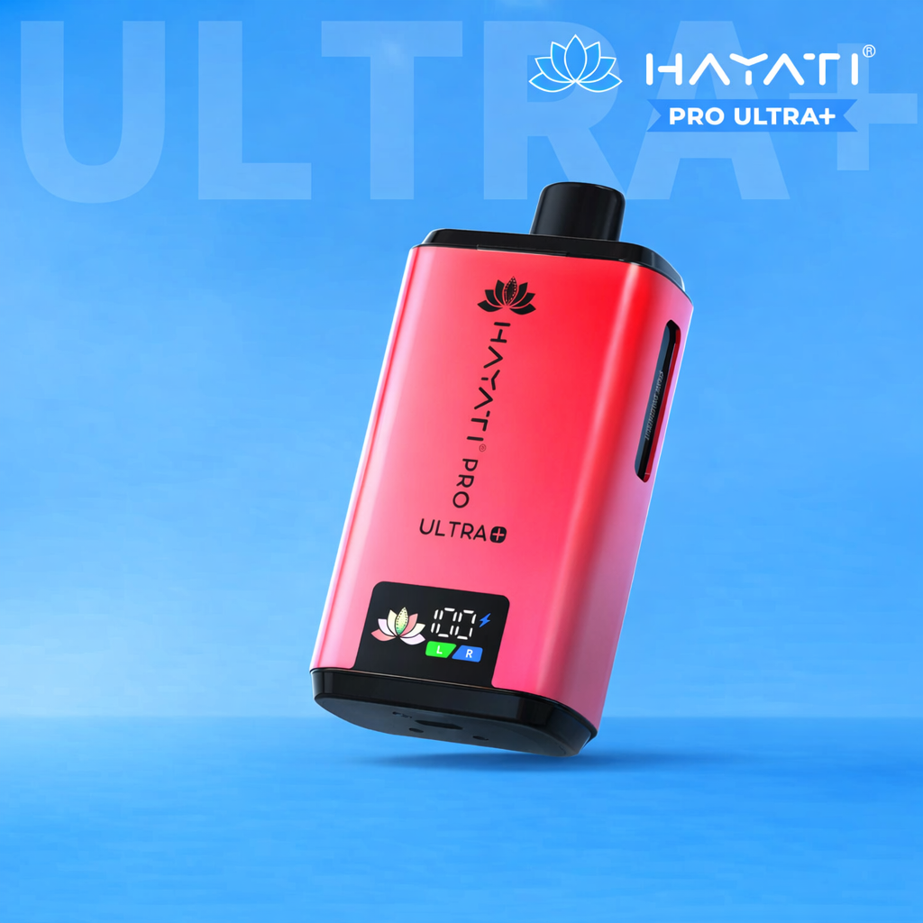 Red electronic device with 'Hayati' branding on a blue background