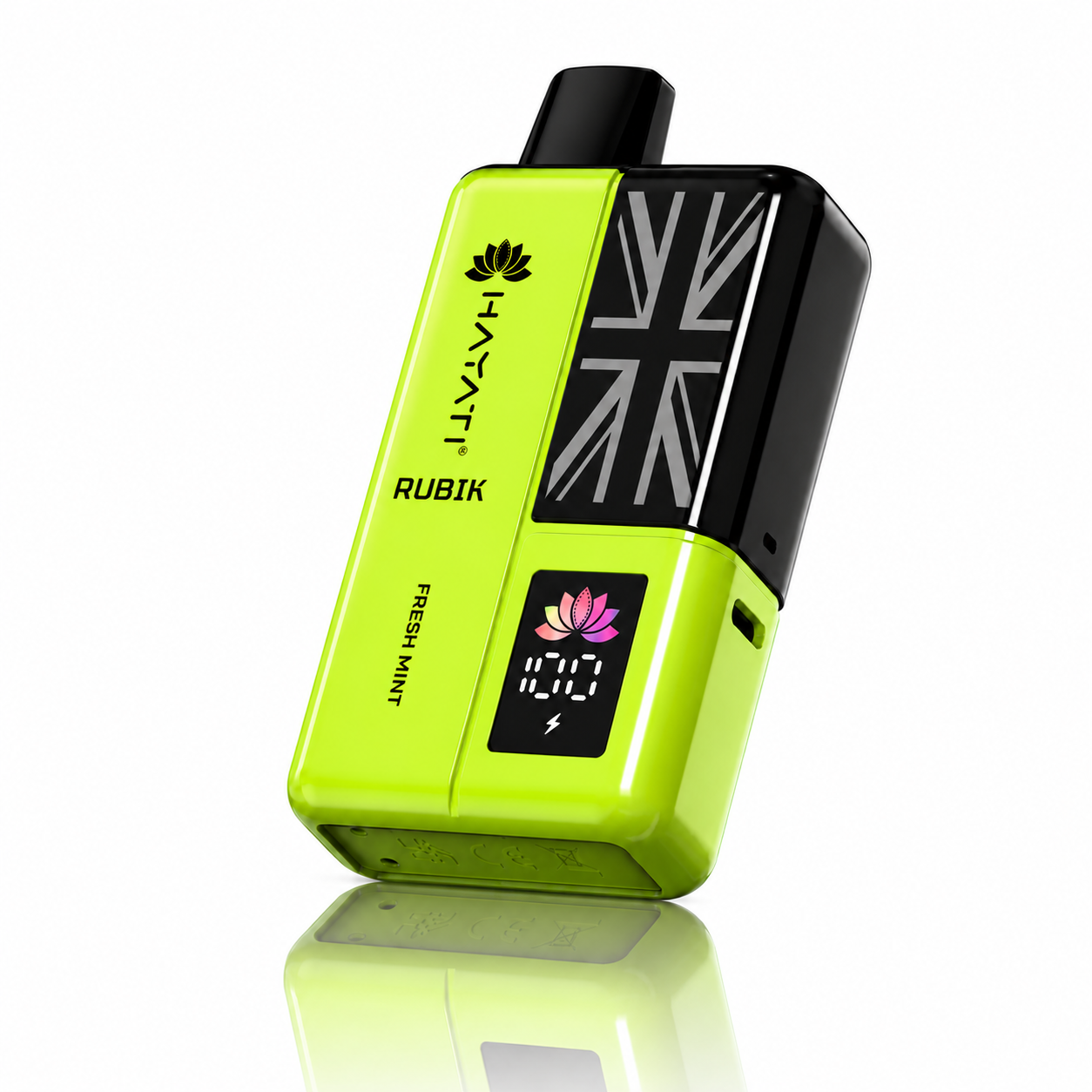 Hayati Rubik Rechargeable Vape Device Hardware on Pure White Background.