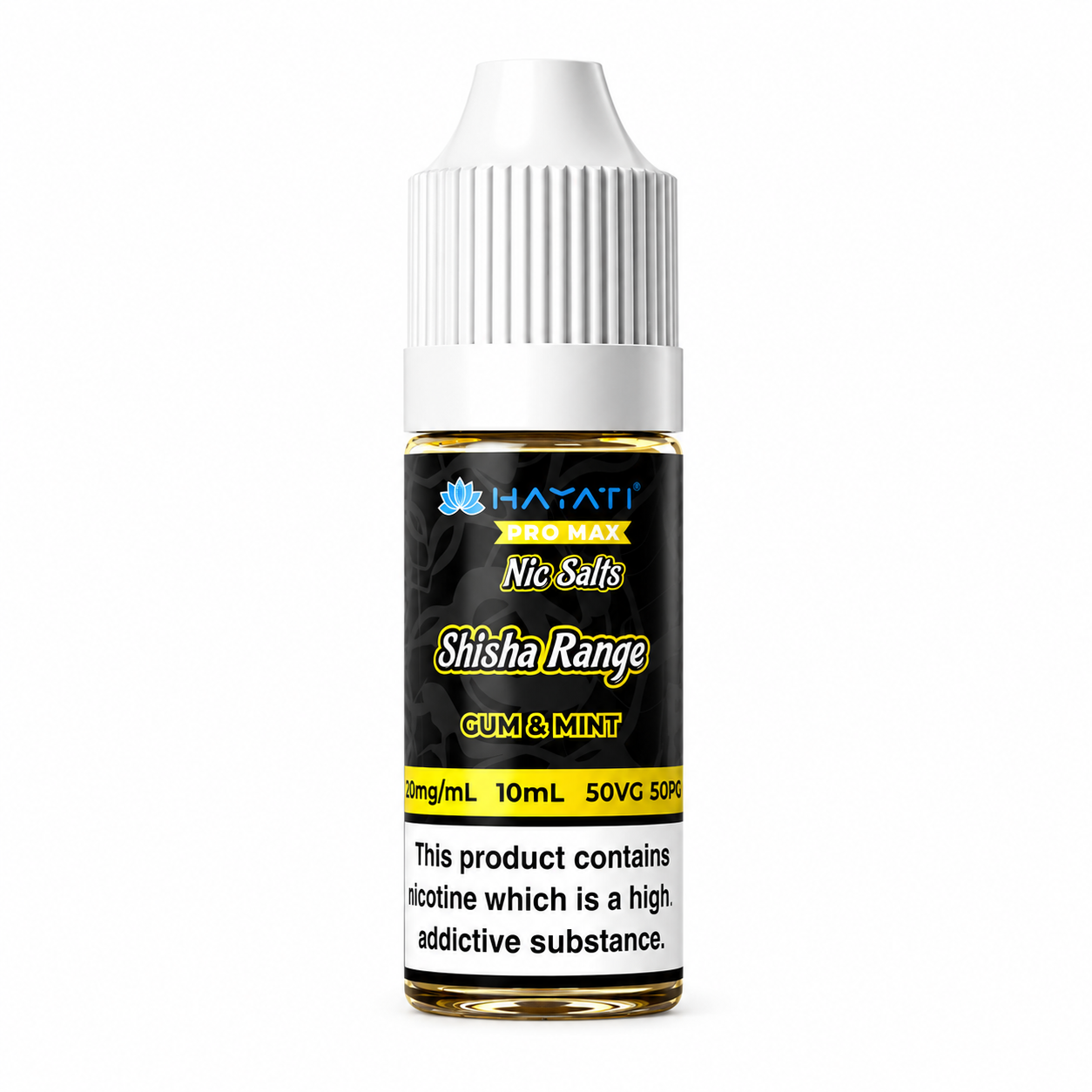 Hayati Nic Salts e-liquid bottle on a pure white background.