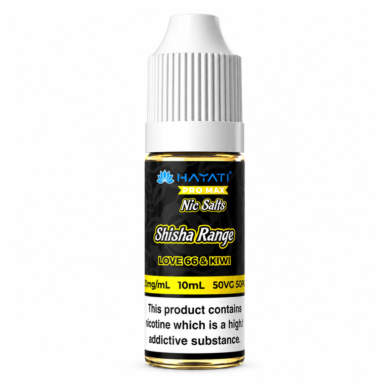 Hayati Nic Salts e-liquid bottle on a pure white background.