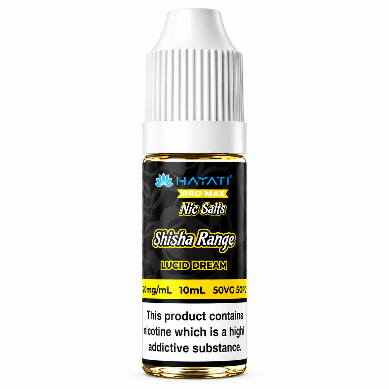Hayati Nic Salts e-liquid bottle on a pure white background.