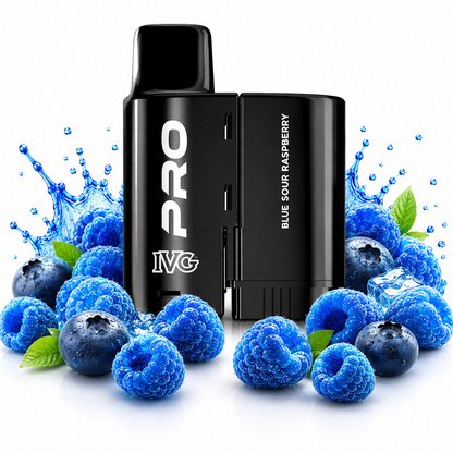 IVG Pro 10K replacement pods displayed on a pure white background with fruit elements arranged around the product.