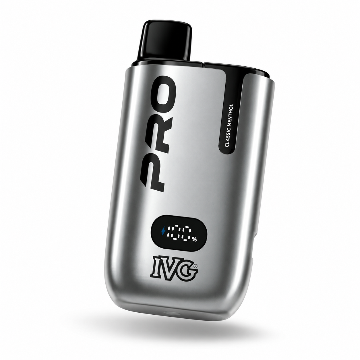 IVG Pro 10K rechargeable vape device with digital battery display on a clean white background.