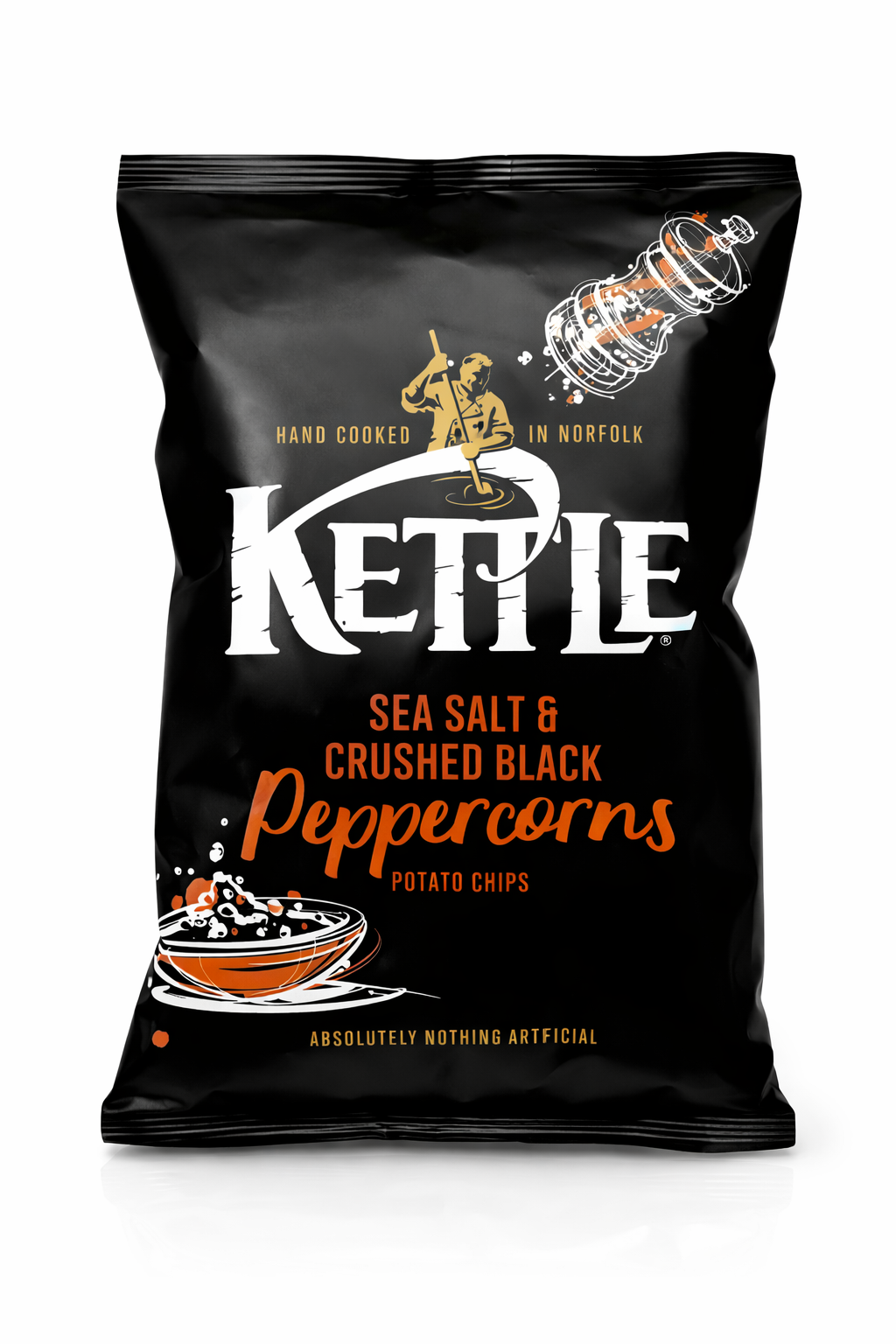 Kettle Hand Cooked Crisps 80g bag shown upright with branded packaging on a pure white background.