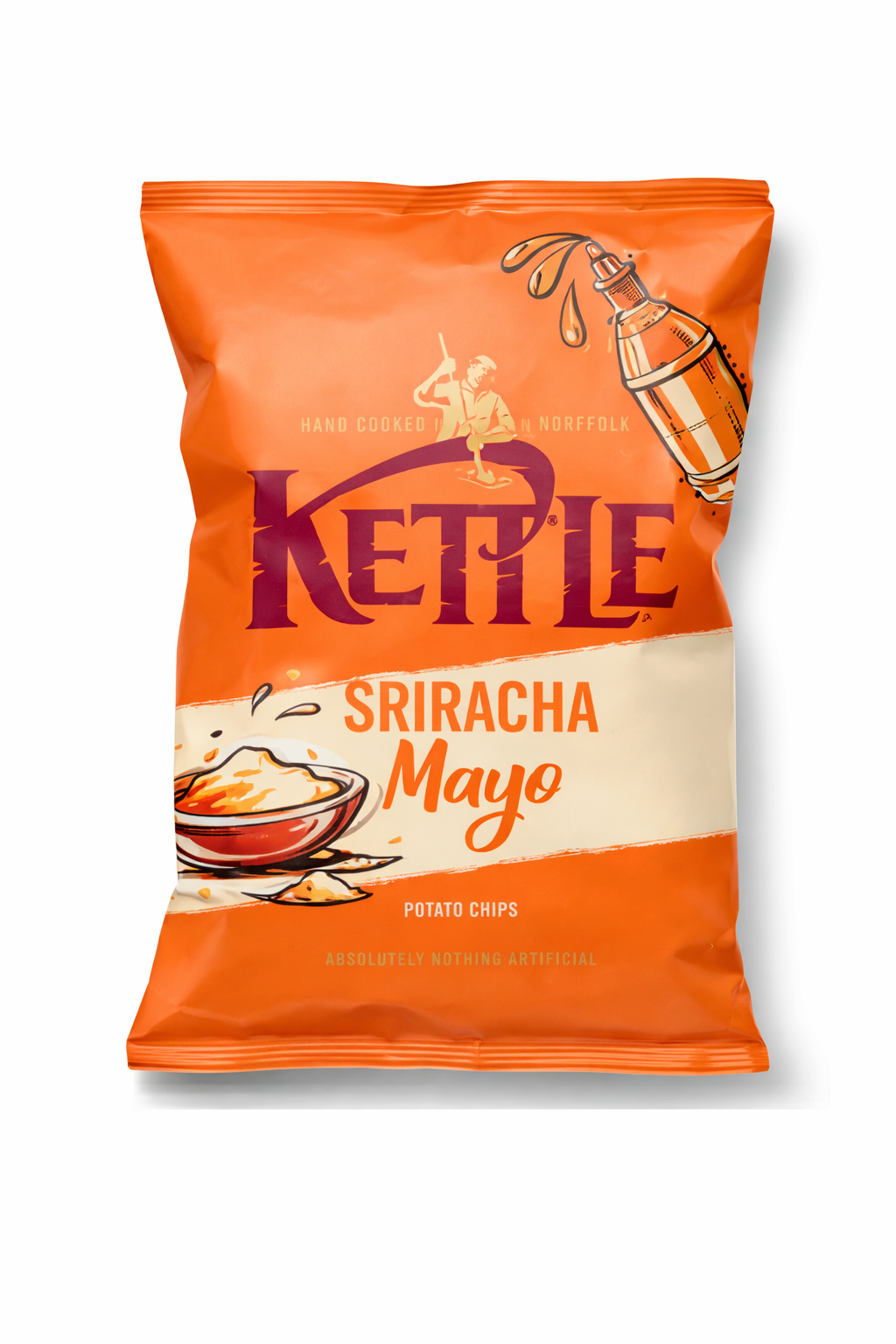 Kettle Hand Cooked Crisps 80g bag shown upright with branded packaging on a pure white background.