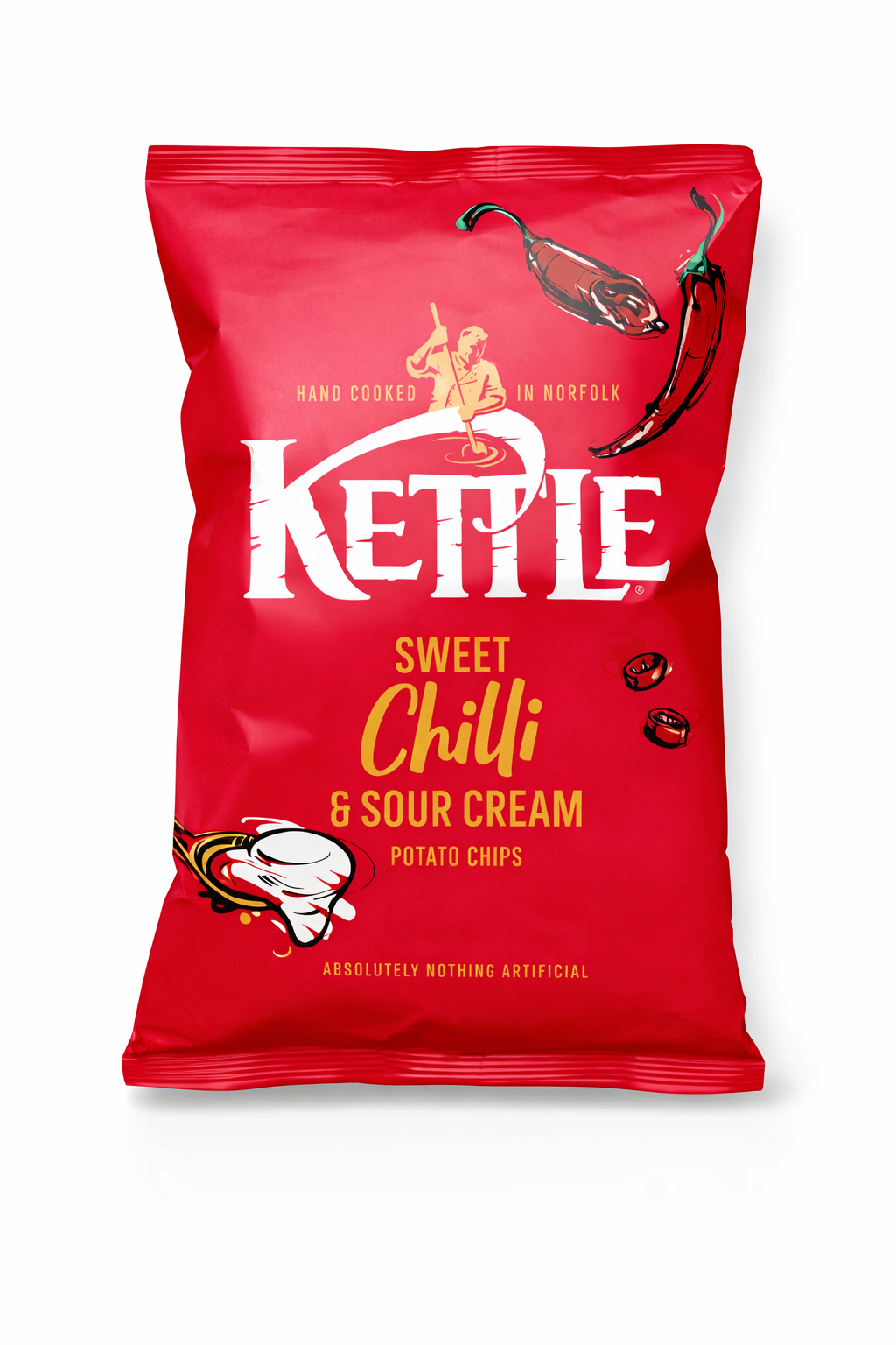 Kettle Hand Cooked Crisps 80g bag shown upright with branded packaging on a pure white background.