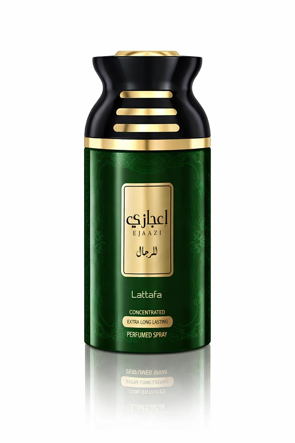 Lattafa Perfumed Body Spray Concentrated 250ml shown in tall cylindrical branded packaging on a pure white background.