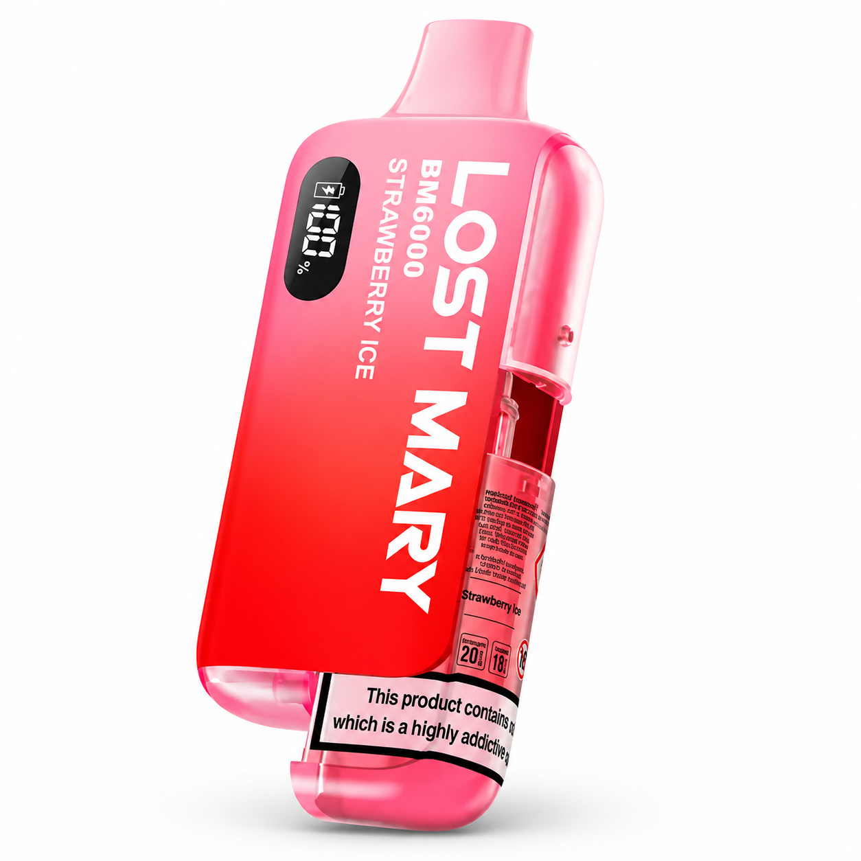 Lost Mary BM6000 rechargeable device in assorted flavours on a pure white background with enhanced studio lighting and clear product detail.