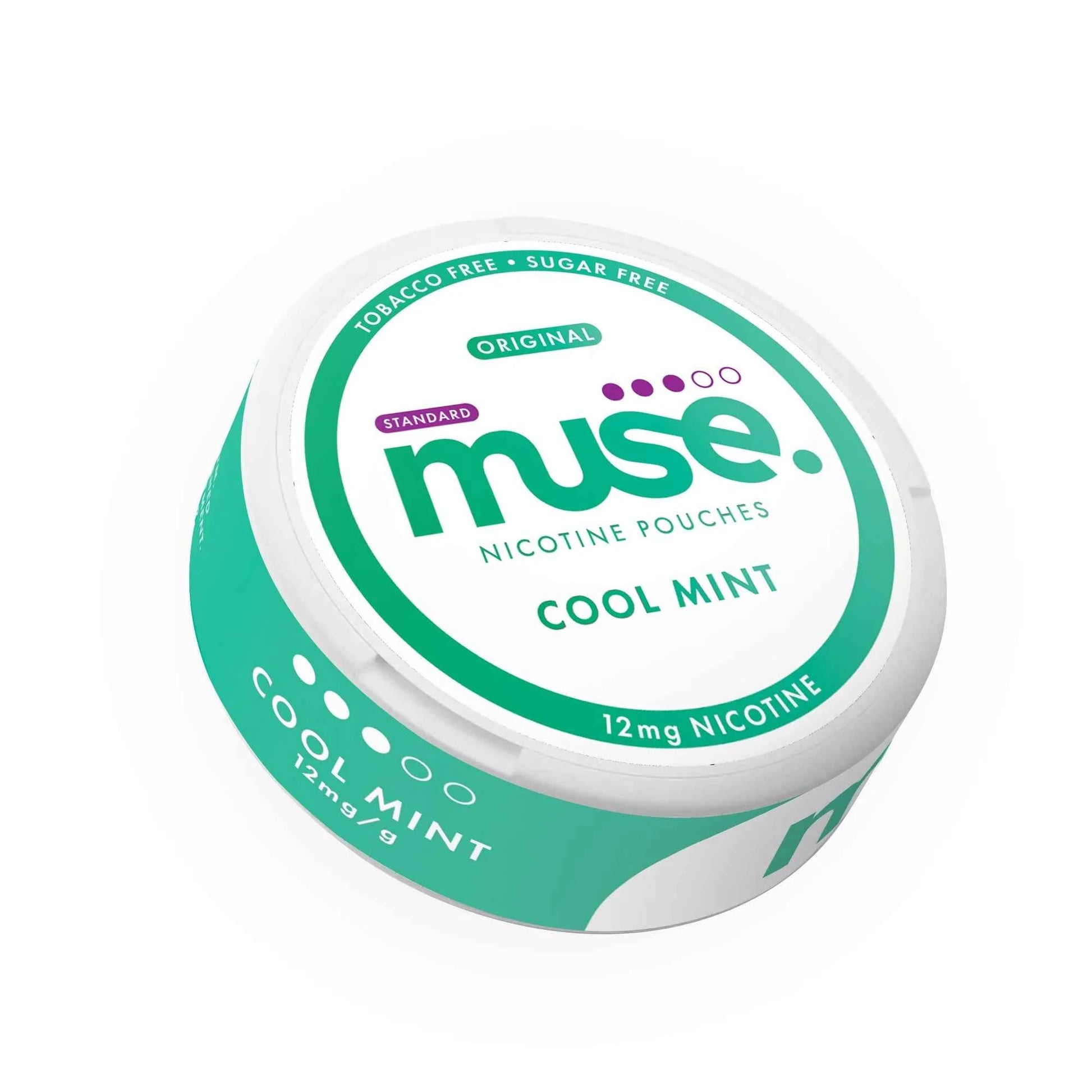 Muse Nicotine Pouches shown in a slim round container on a clean white background.