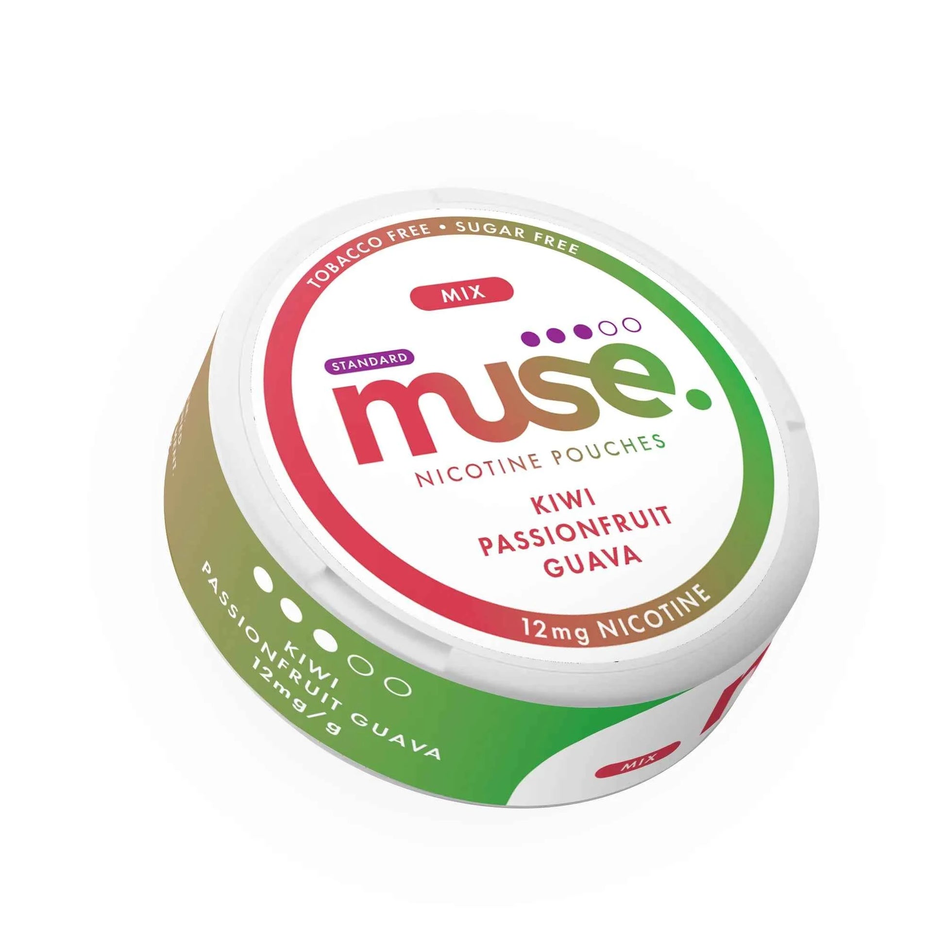 Muse Nicotine Pouches shown in a slim round container on a clean white background.