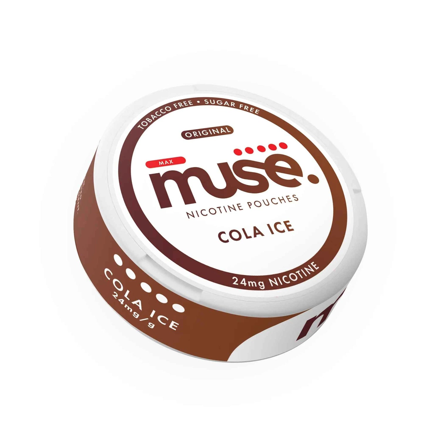 Muse Nicotine Pouches shown in a slim round container on a clean white background.