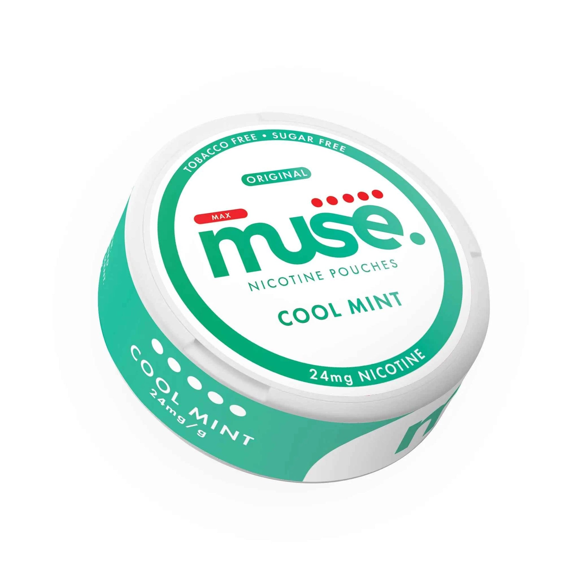 Muse Nicotine Pouches shown in a slim round container on a clean white background.