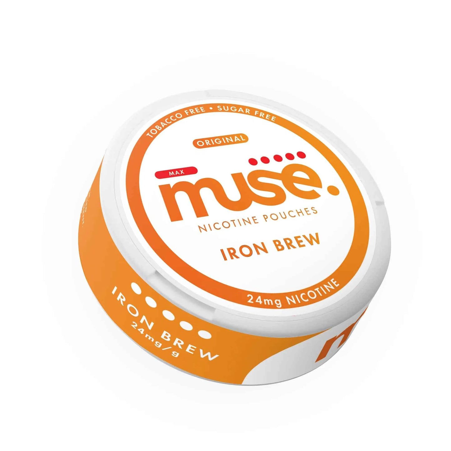 Muse Nicotine Pouches shown in a slim round container on a clean white background.