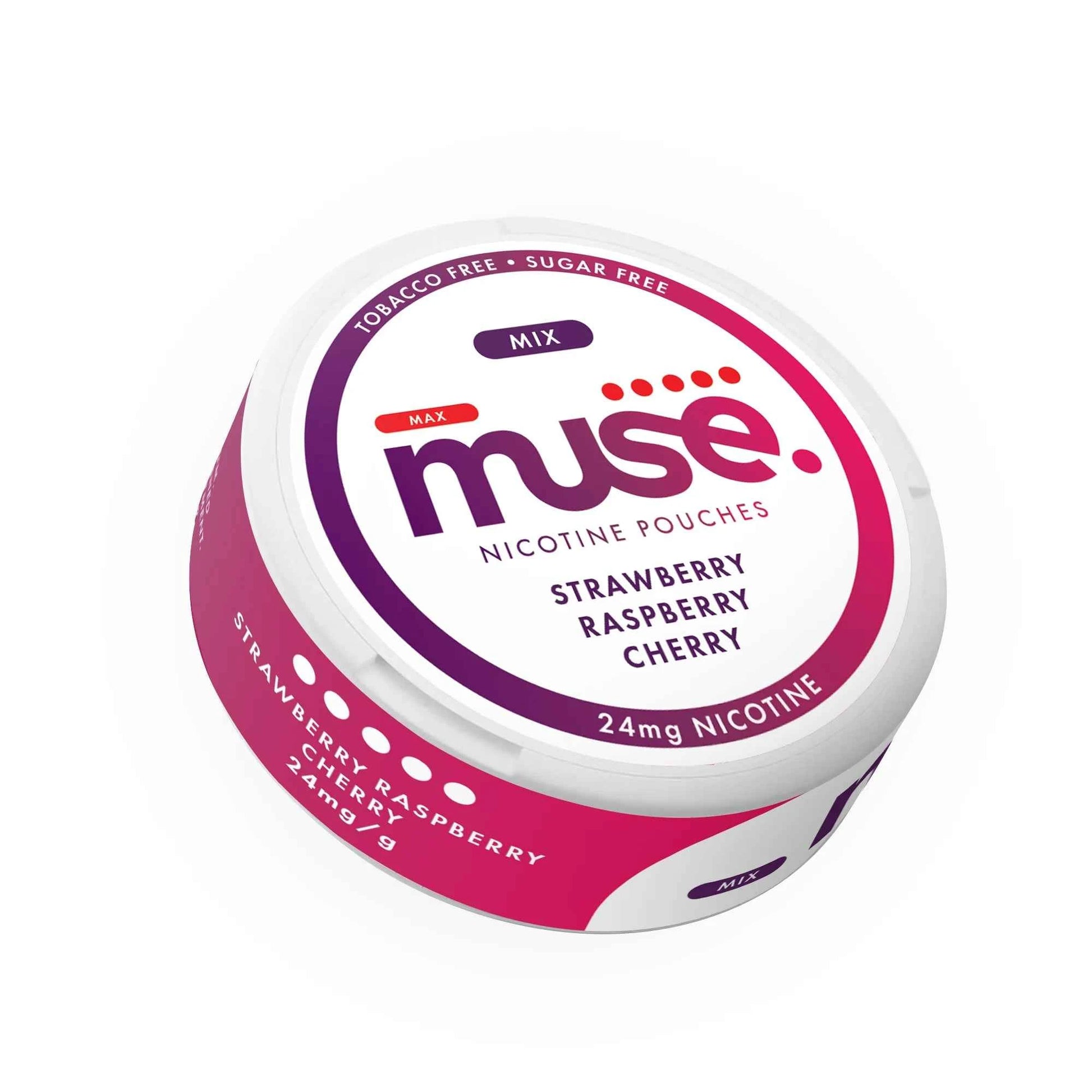 Muse Nicotine Pouches shown in a slim round container on a clean white background.