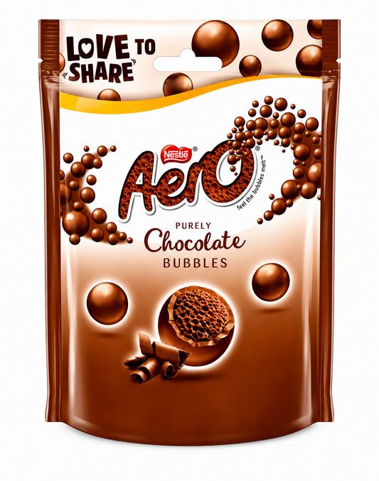 Nestle Aero chocolate bubble package on a pure white background.