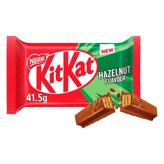 Nestle KitKat Chocolate Hazlenut on a pure white background with a wafer.