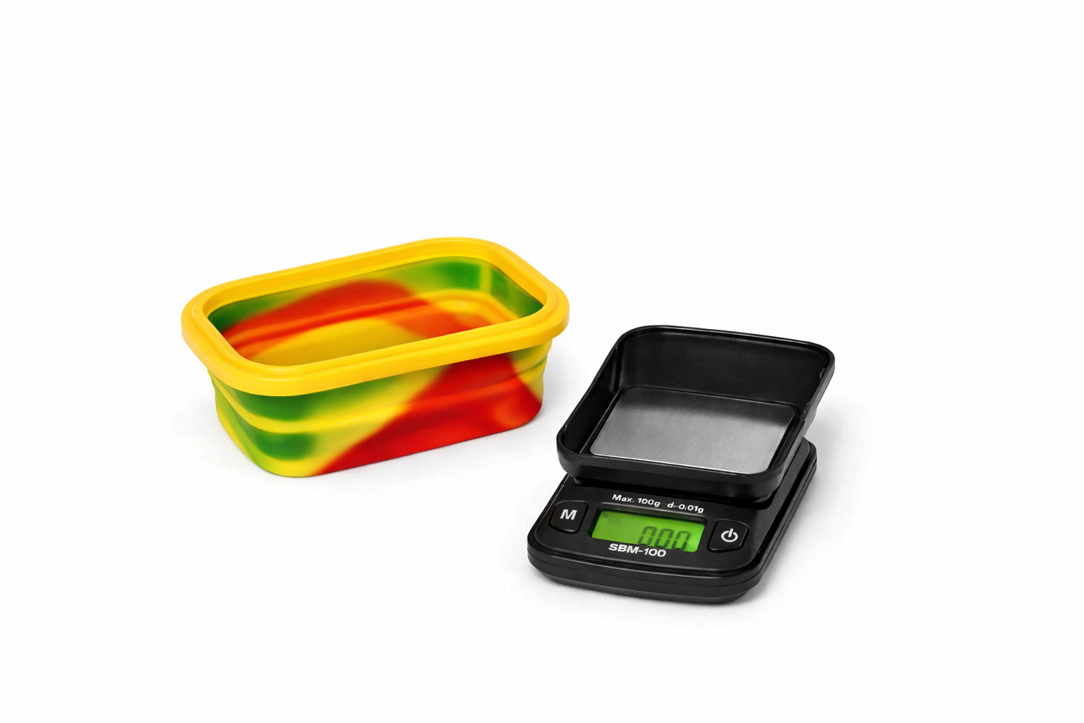 On Balance SBM 100 Mini Digital Pocket Weighing Scale shown in compact black housing with clear digital display on a pure white background.