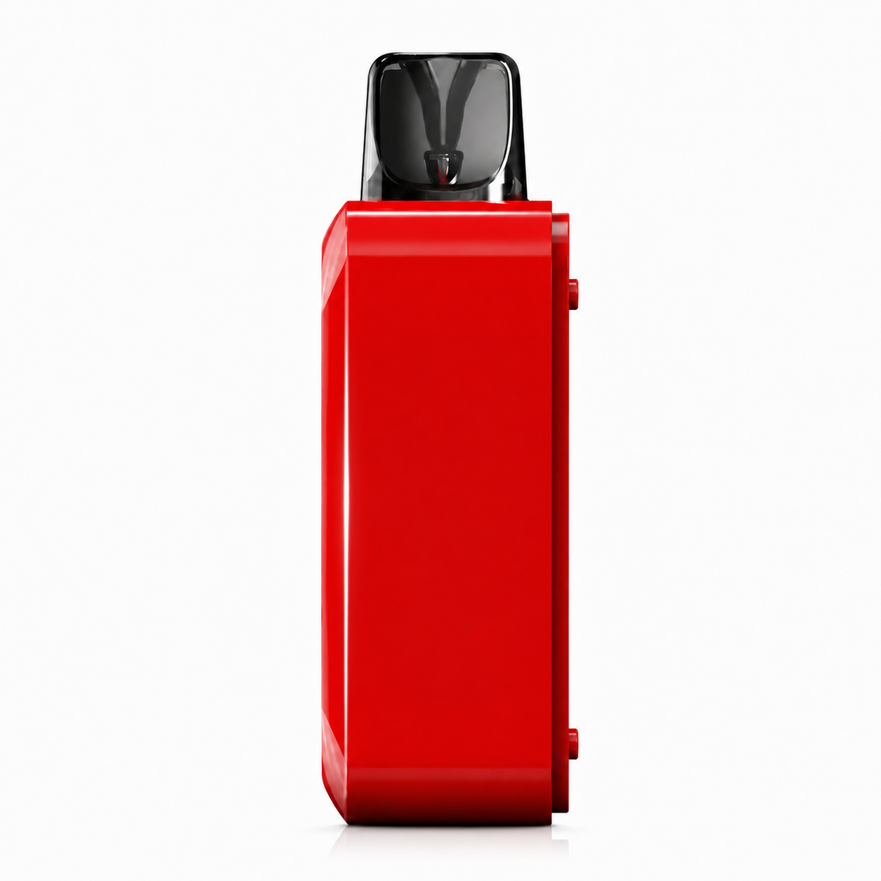 Red device on a pure white background.