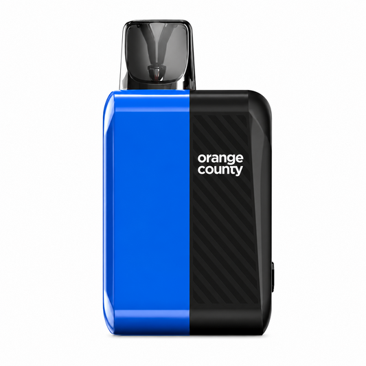 Blue and black device with 'orange county' branding on a pure white background.