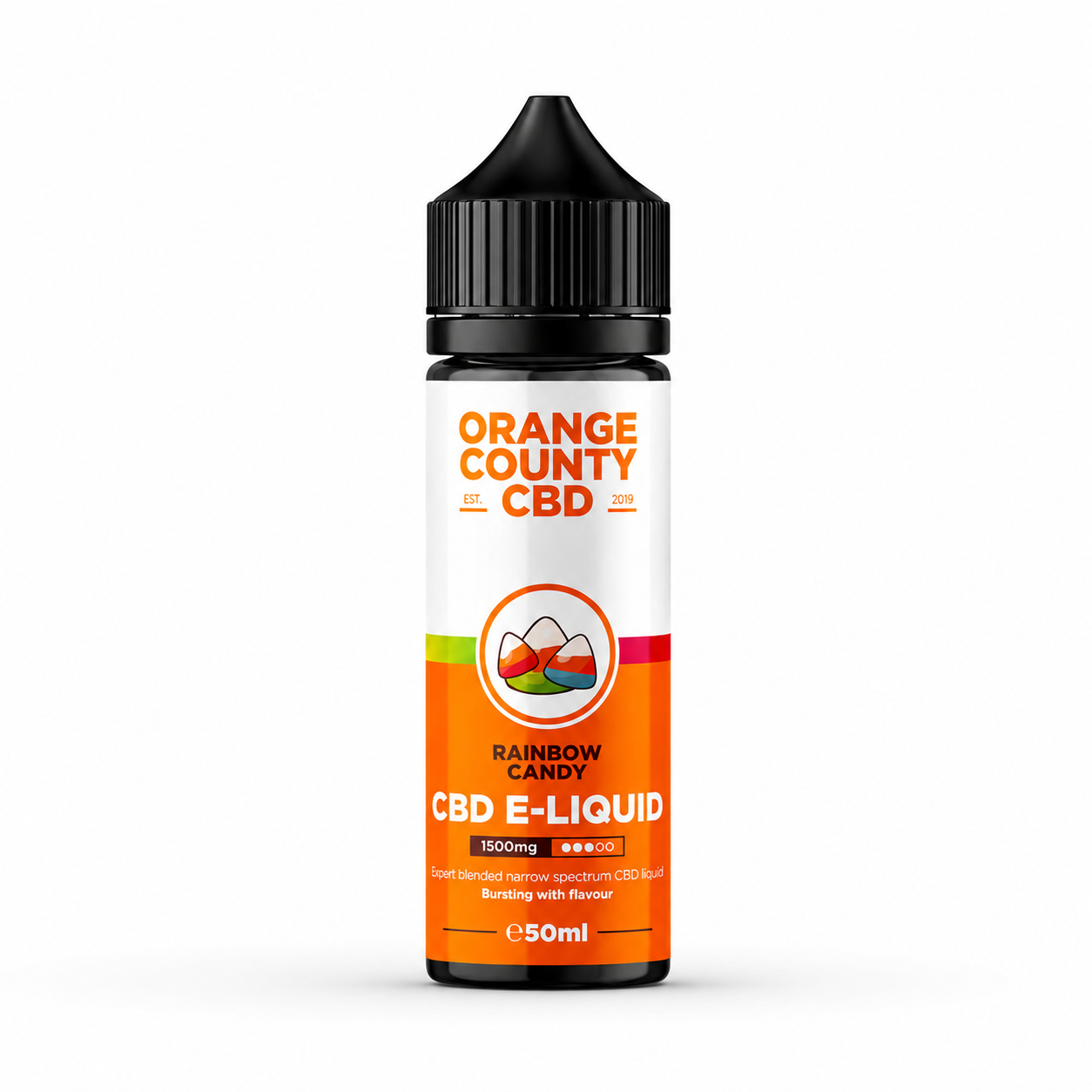 Orange County bottle shown on a pure white background with branded label visible.