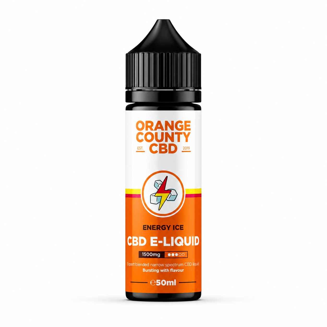 Orange County bottle shown on a pure white background with branded label visible.
