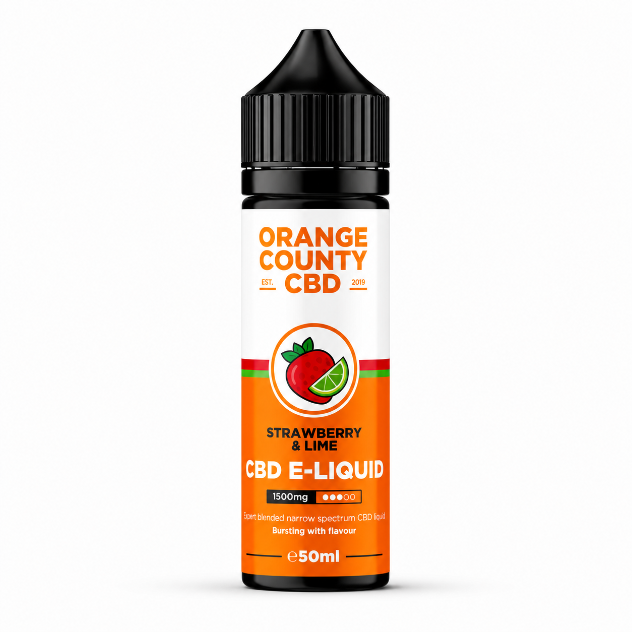 Orange County bottle shown on a pure white background with branded label visible.