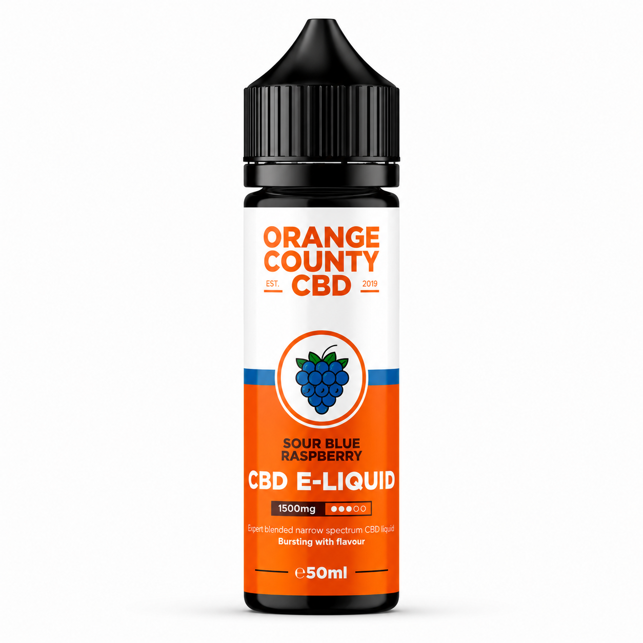 Orange County bottle shown on a pure white background with branded label visible.