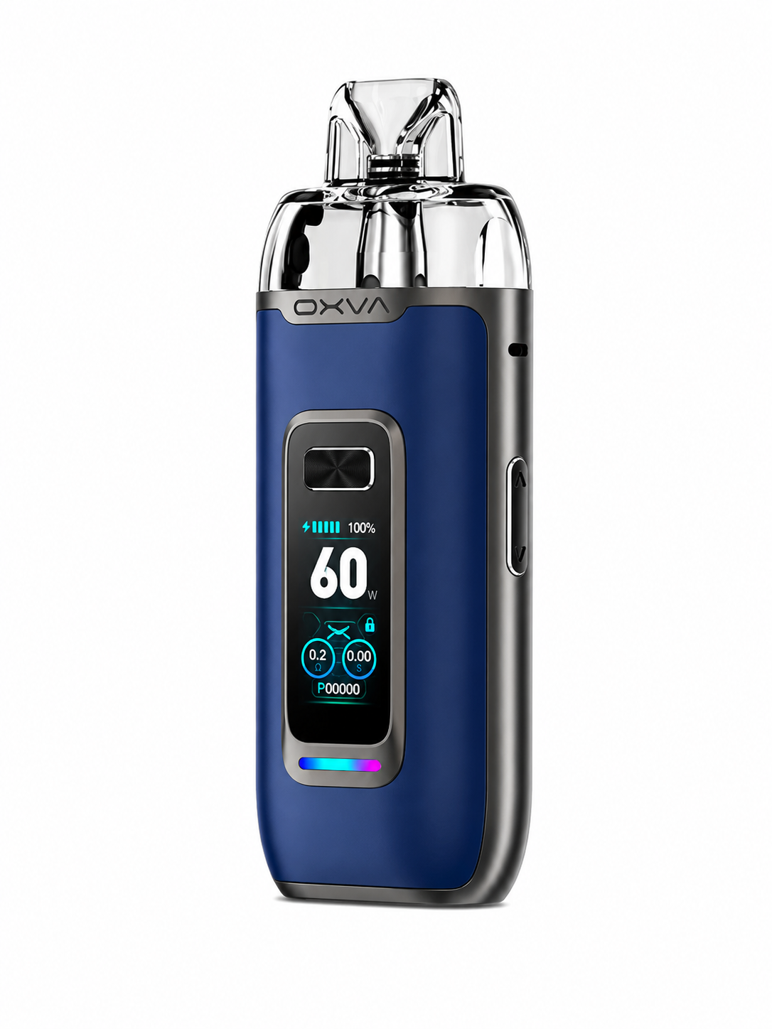 OXVA VPrime device displayed on a pure white background with clear device and branding details.