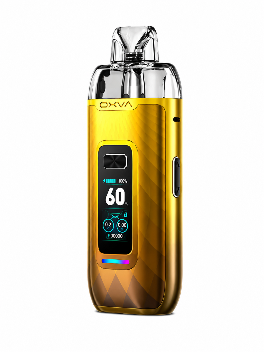 OXVA VPrime device displayed on a pure white background with clear device and branding details.