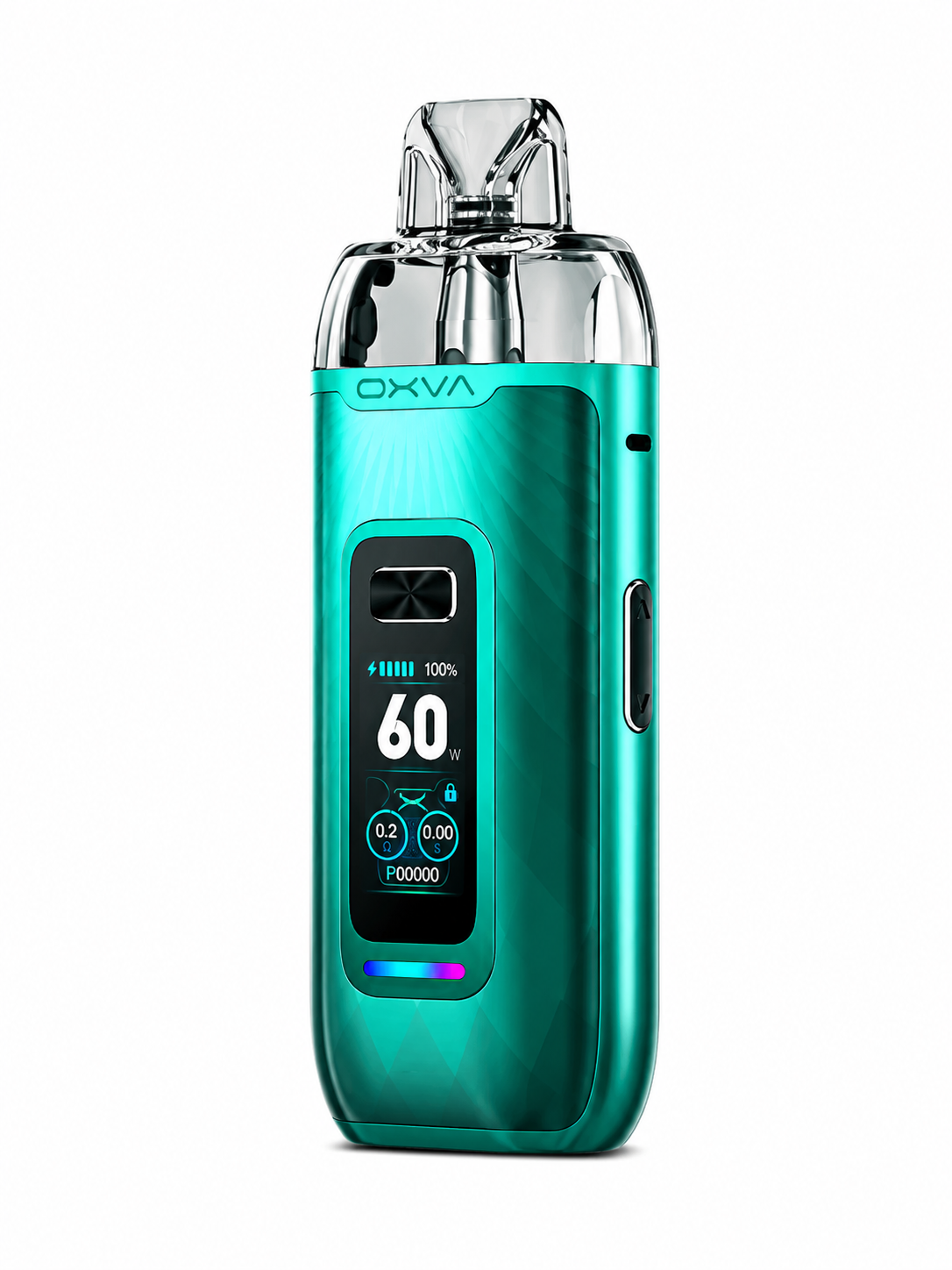 OXVA VPrime device displayed on a pure white background with clear device and branding details.