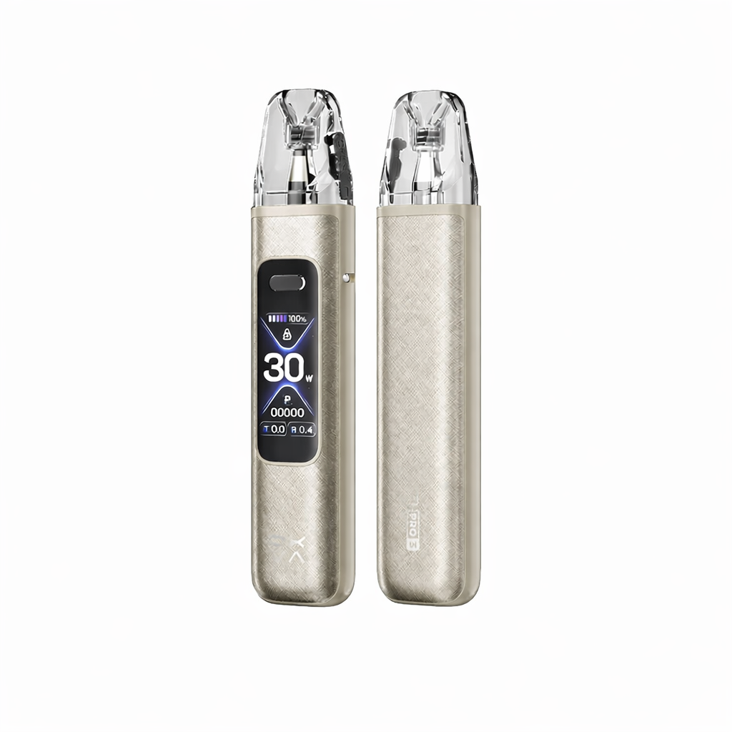 Oxva Xlim Pro 3 device in Titanium Silk colour on a pure white background.