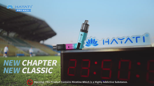 Hayati vape device shown in a promotional video on various scenes.