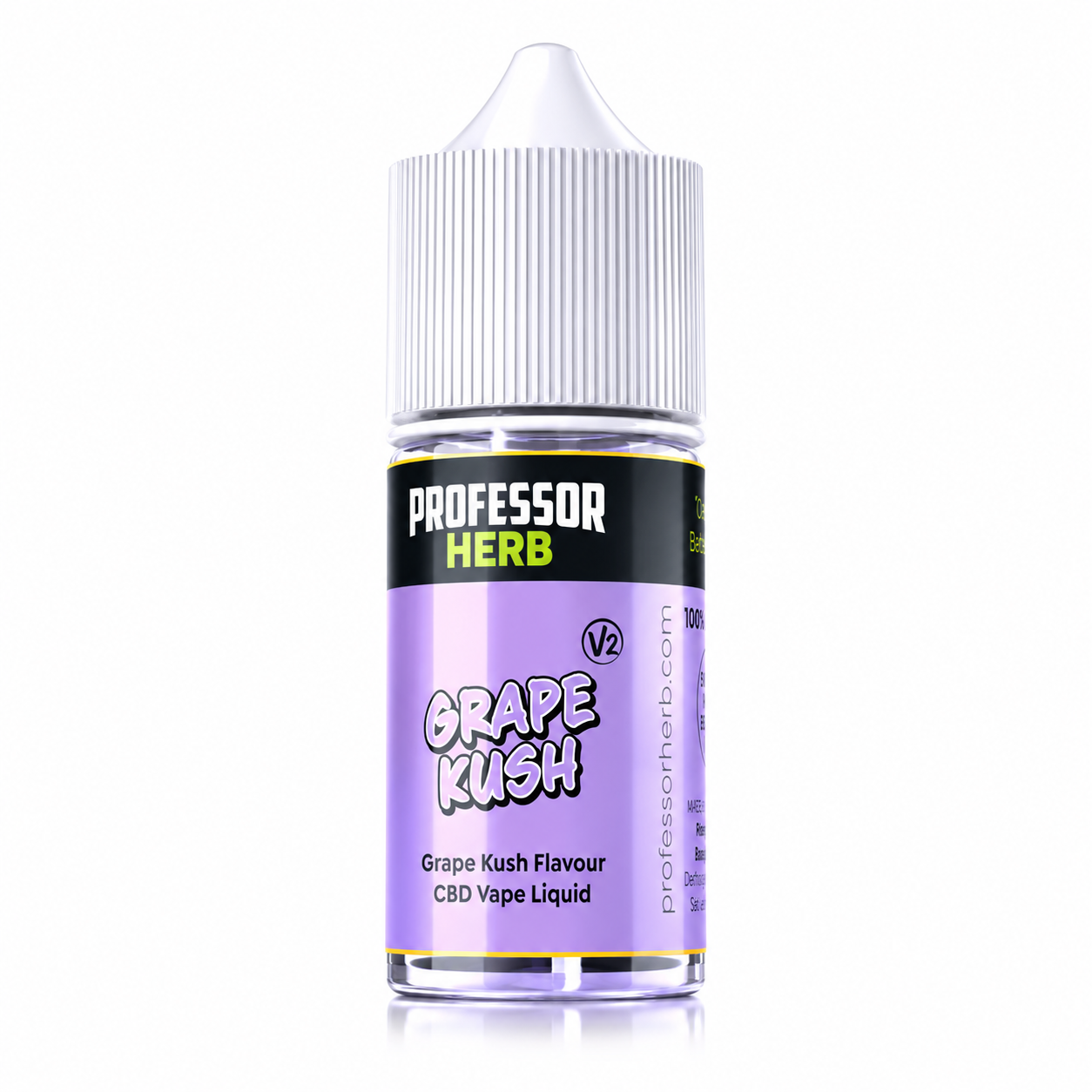 Professor Herb liquid shortfill displayed on a pure white background with clear bottle and label detailing.