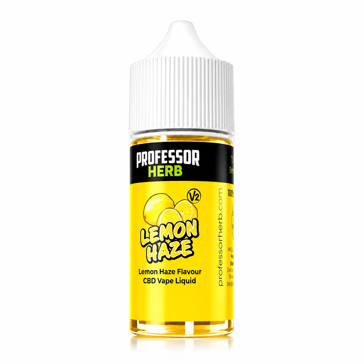 Professor Herb liquid shortfill displayed on a pure white background with clear bottle and label detailing.