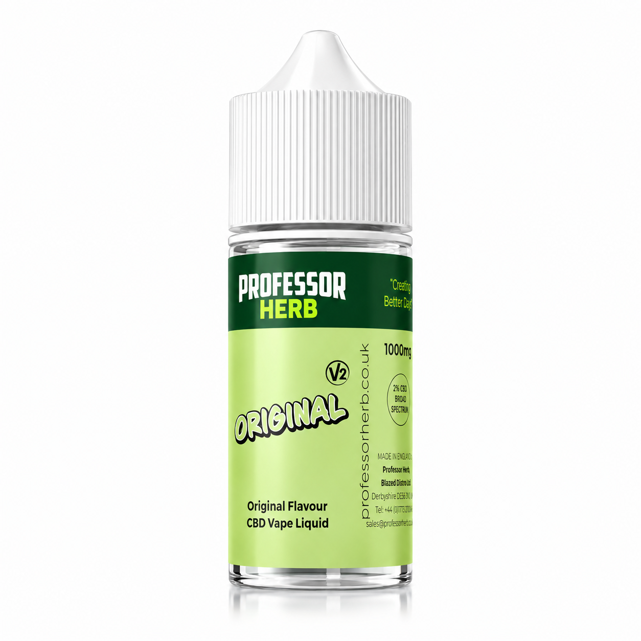 Professor Herb liquid shortfill displayed on a pure white background with clear bottle and label detailing.