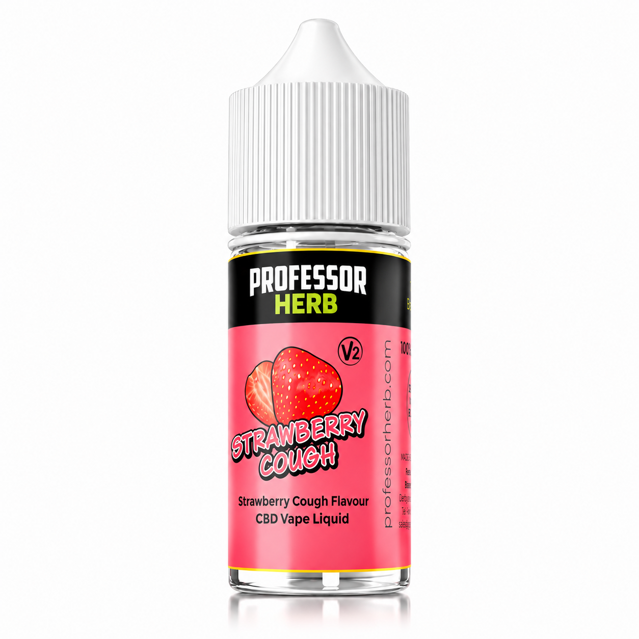 Professor Herb liquid shortfill displayed on a pure white background with clear bottle and label detailing.