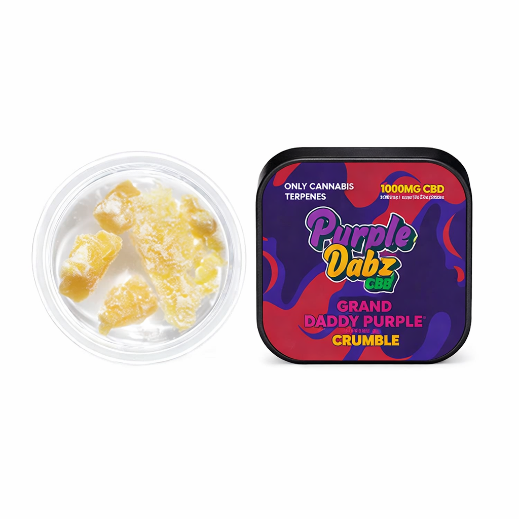 Purple Dabz  jar on a pure white background with clear label text visible.