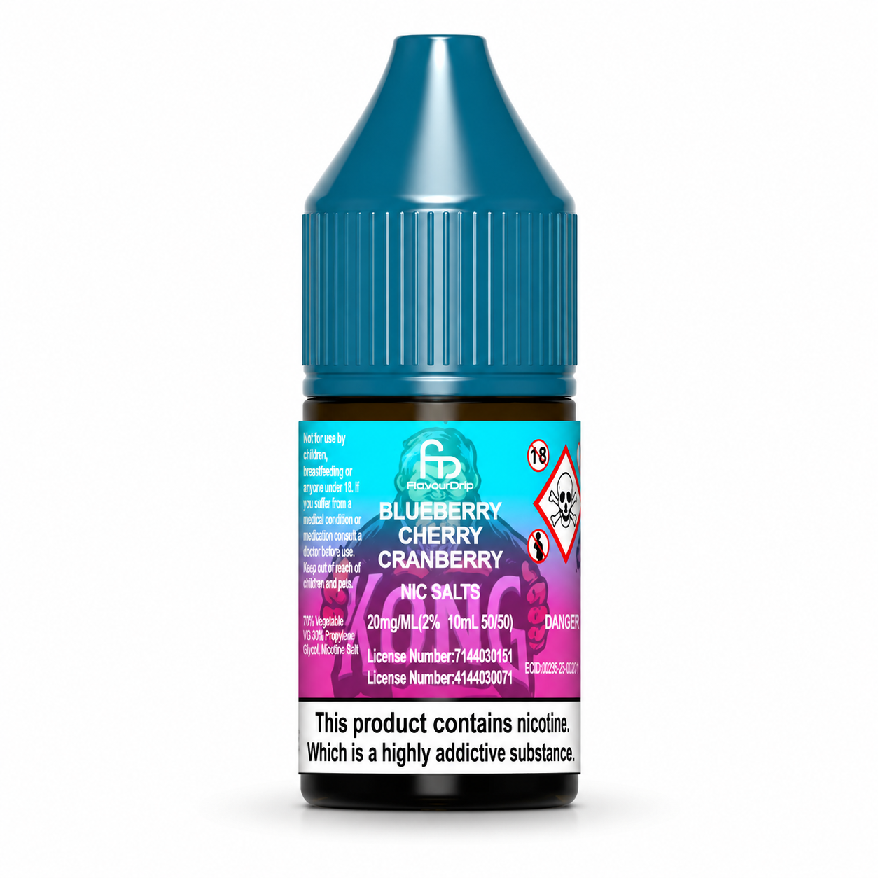 RandM Tornado nic salt bottle displayed on a pure white background with clear label detailing.