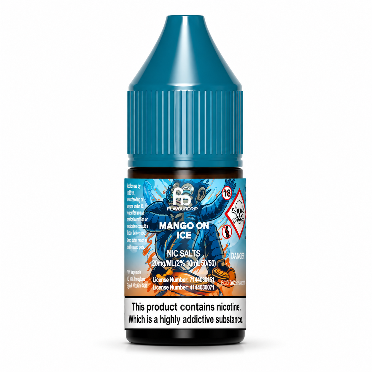 RandM Tornado nic salt bottle displayed on a pure white background with clear label detailing.