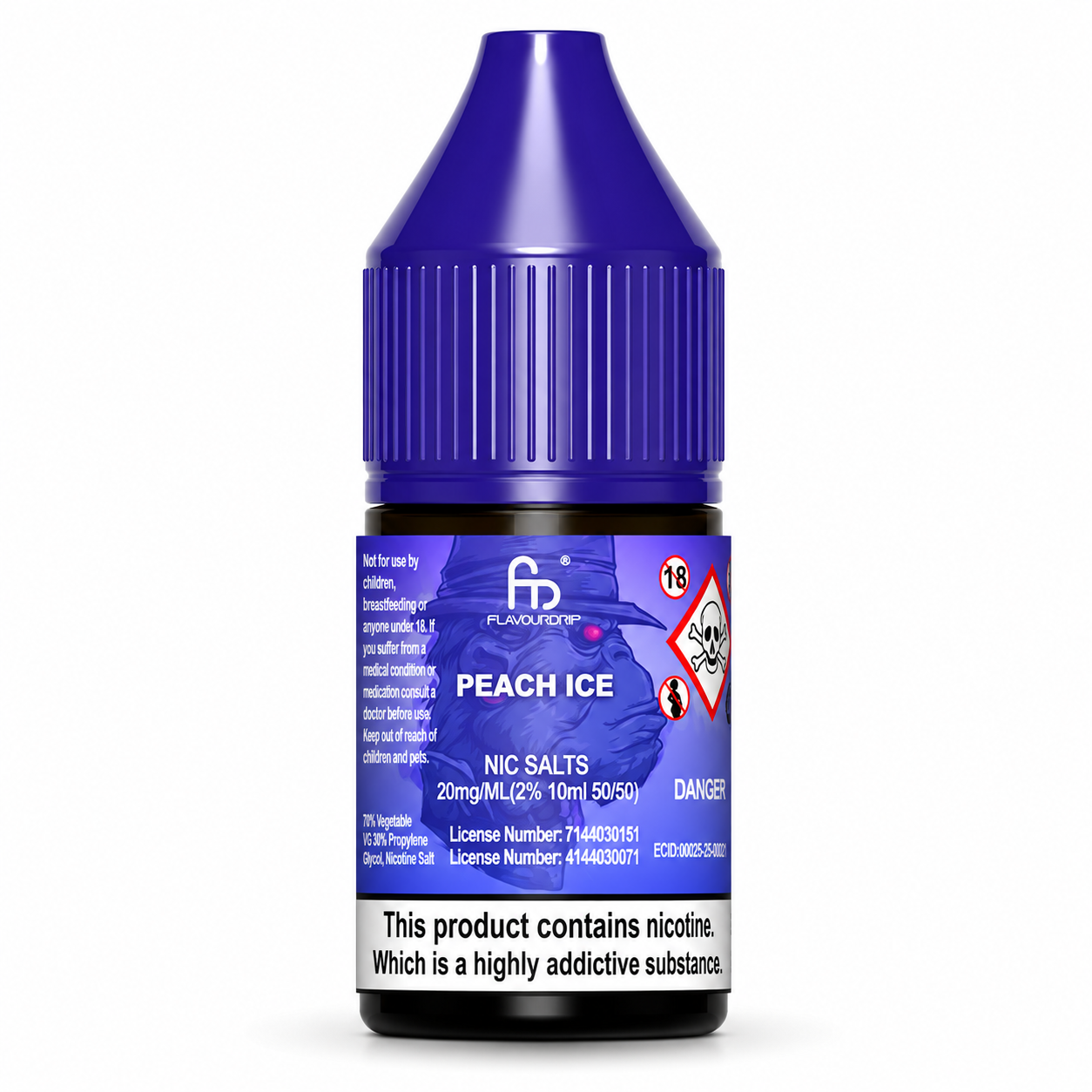 RandM Tornado nic salt bottle displayed on a pure white background with clear label detailing.