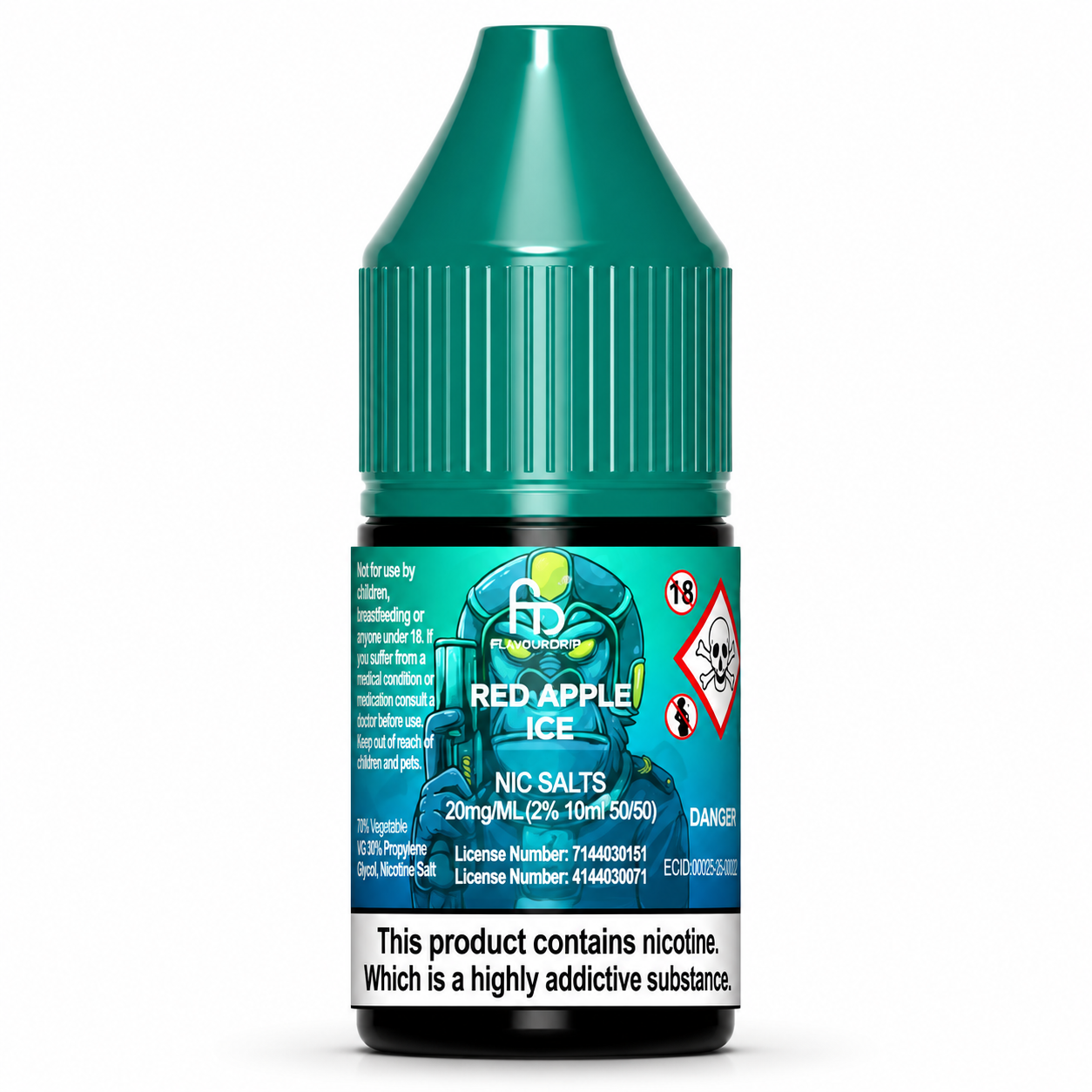 RandM Tornado nic salt bottle displayed on a pure white background with clear label detailing.