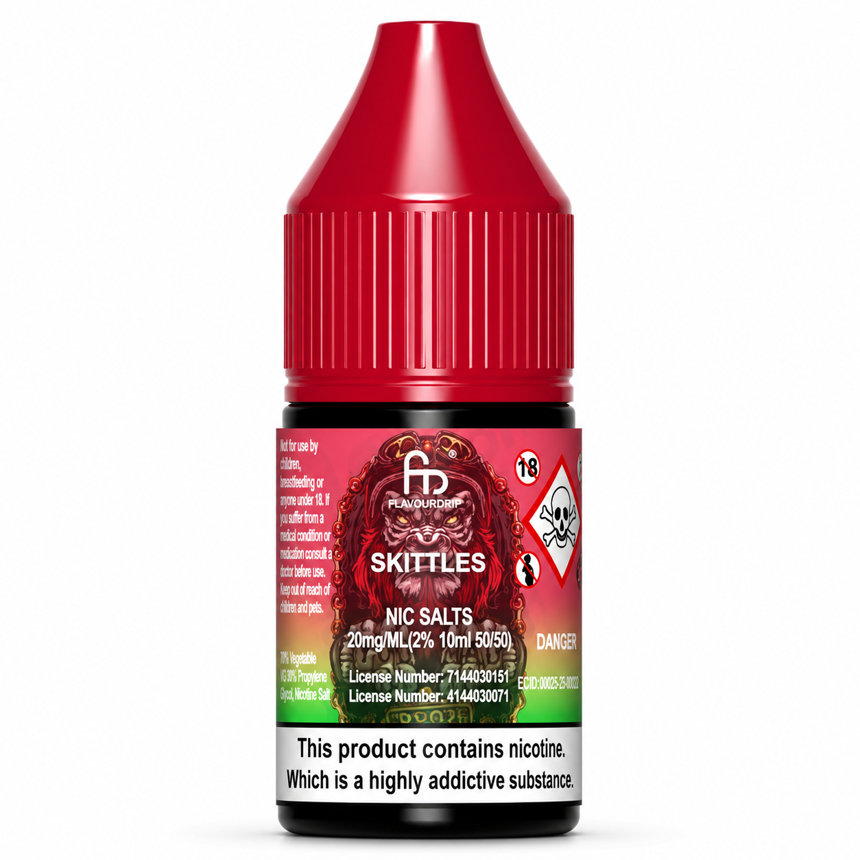 RandM Tornado nic salt bottle displayed on a pure white background with clear label detailing.