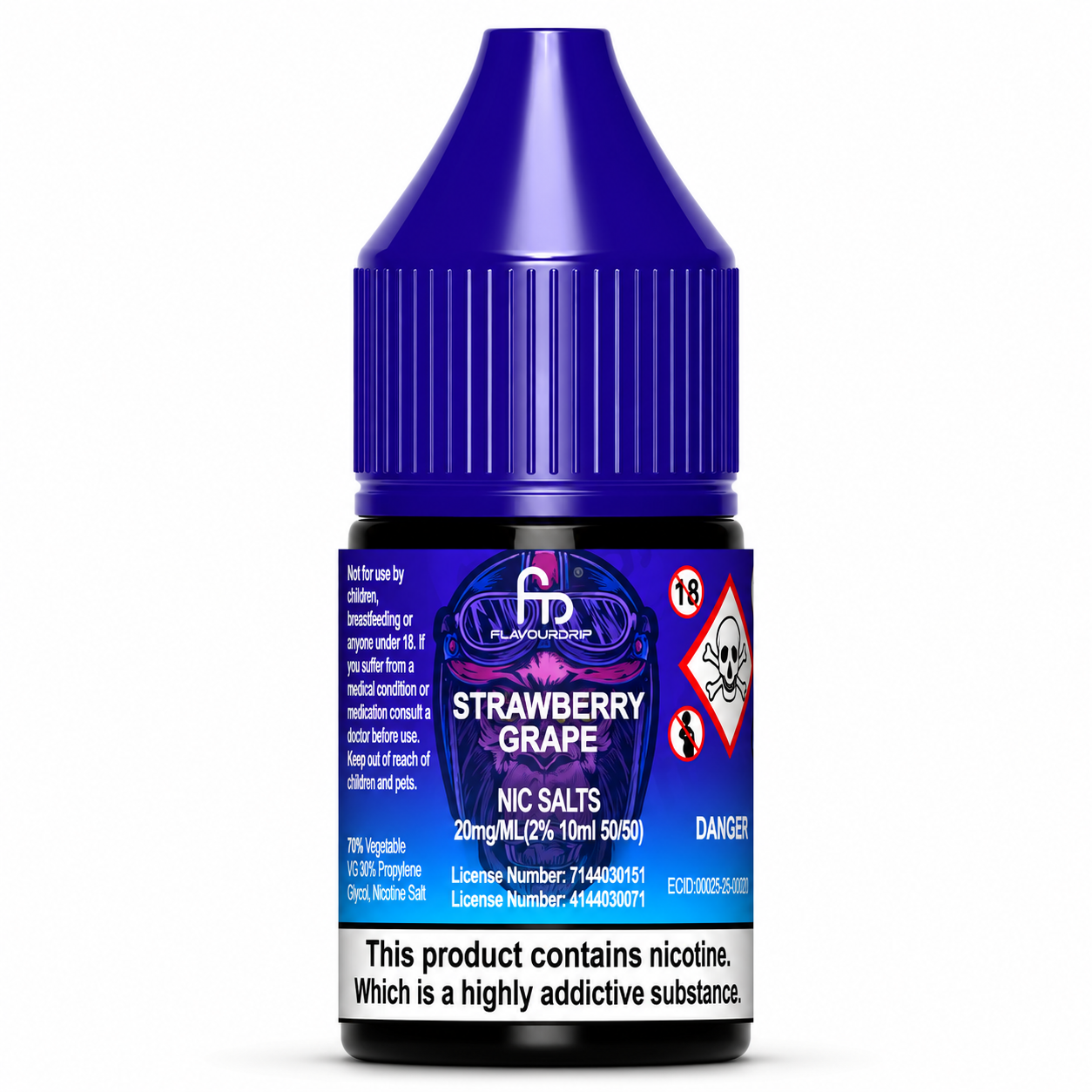 RandM Tornado nic salt bottle displayed on a pure white background with clear label detailing.