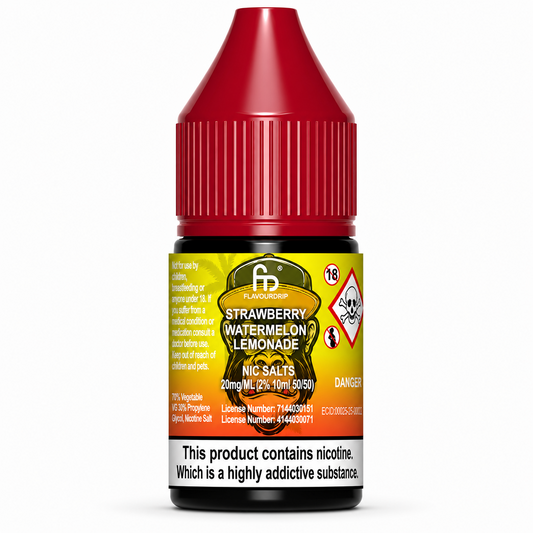 RandM Tornado nic salt bottle displayed on a pure white background with clear label detailing.
