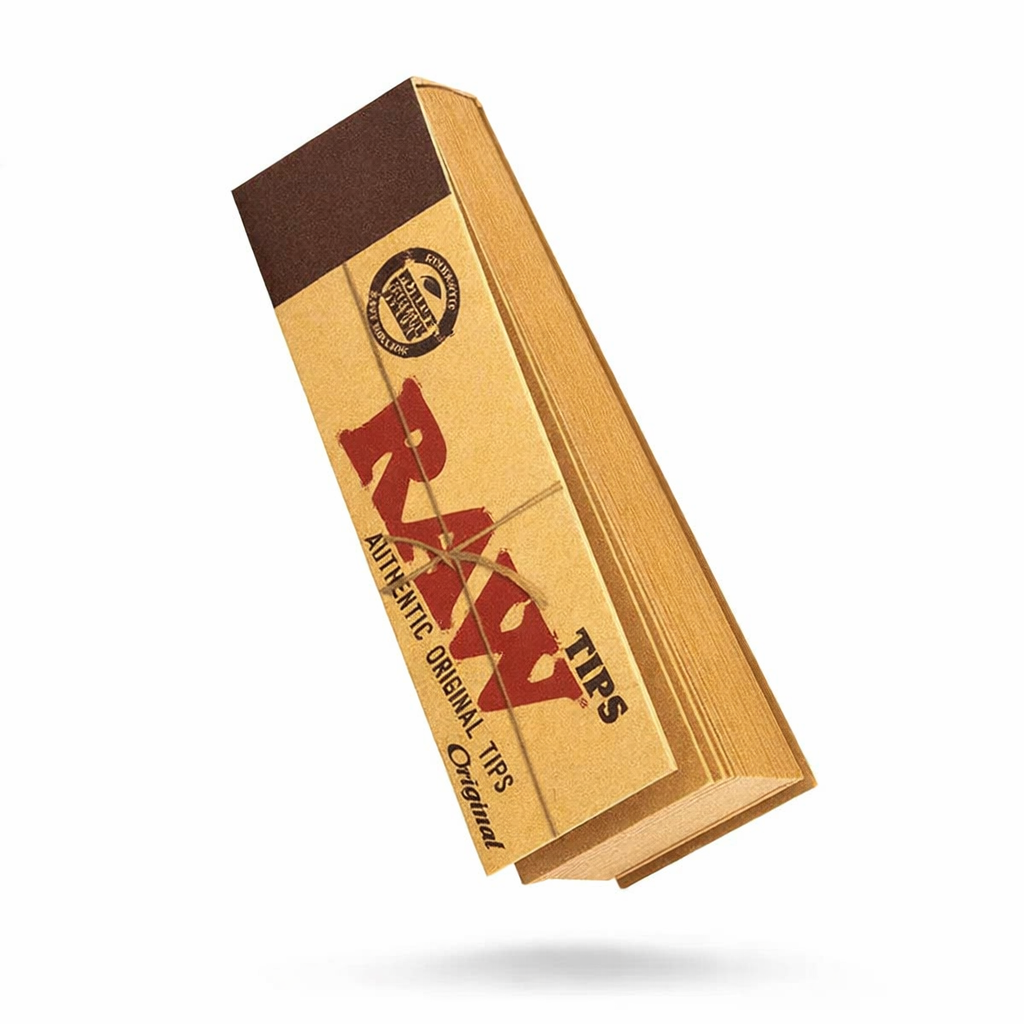 RAW Authentic Original Tips booklet shown in classic unrefined brown packaging on a pure white background.