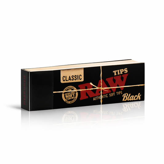 RAW Black Tips single booklet with matte black branding displayed on a pure white background.