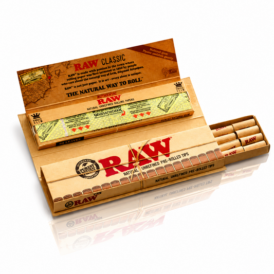 Raw papers with tips shown on a pure white background.