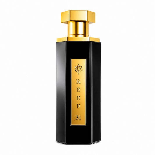 Reef 31 Eau De Parfum bottle – luxury Arabian unisex fragrance on a pure white background.