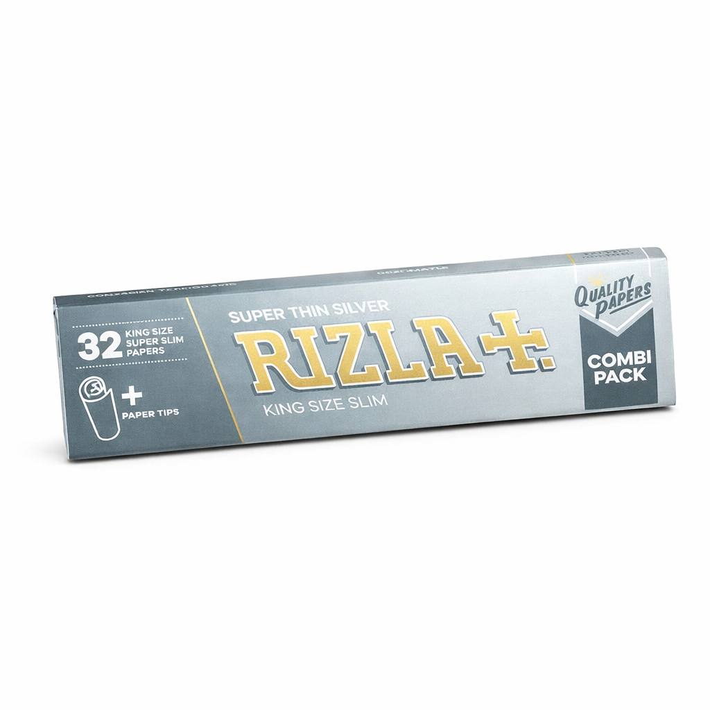 Rizla Plus Combi Pack single booklet shown in branded silver packaging on a pure white background.