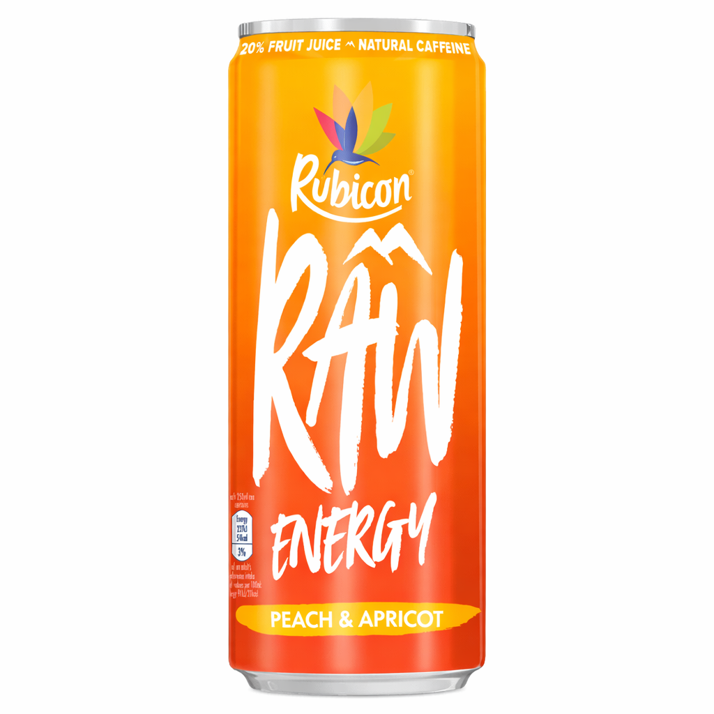 Rubicon RAW Energy Drink 500ml can shown upright on a pure white background.